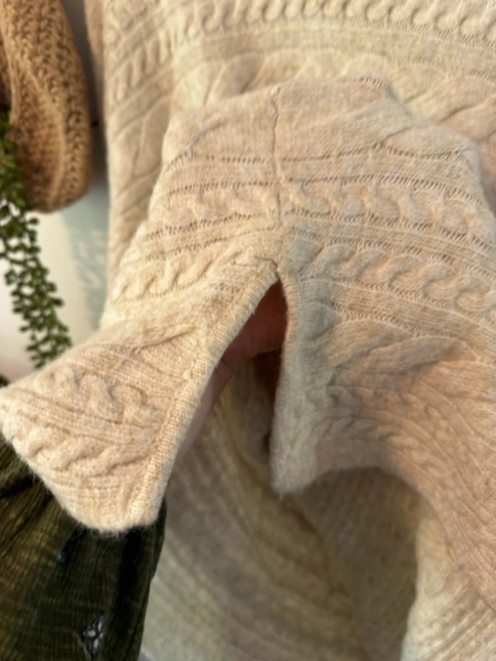 Soft Surroundings Alena Tunic Sweater Wool Blend 3X Oatmeal Cable Knit - Picture 6 of 8
